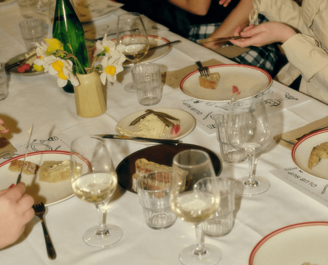 Photo for a dining table with food and utensils